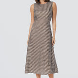 Sleeveless Slip Dress - Dark Olive Stripe