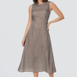 Sleeveless Slip Dress - Dark Olive Stripe