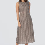 Sleeveless Slip Dress - Dark Olive Stripe