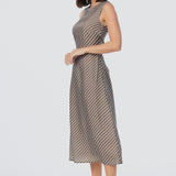 Sleeveless Slip Dress - Dark Olive Stripe