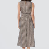 Sleeveless Slip Dress - Dark Olive Stripe