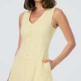 Sleeveless Buttoned Dress - Panna Cotta