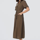 Panelled Shirt Dress - Dark Olive