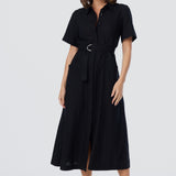 Panelled Shirt Dress - Black