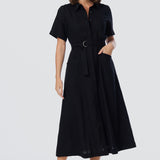Panelled Shirt Dress - Black