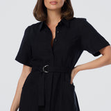 Panelled Shirt Dress - Black