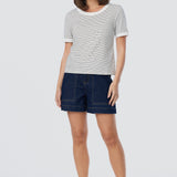 Regular Contrast T-Shirt - White / Black Stripe