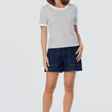 Regular Contrast T-Shirt - White / Black Stripe