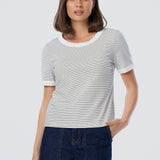 Regular Contrast T-Shirt - White / Black Stripe