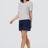 Regular Contrast T-Shirt - White / Black Stripe