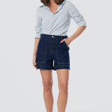 Denim Patch Pocket Shorts - Indigo