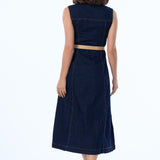Denim Sleeveless Midi Dress - Indigo
