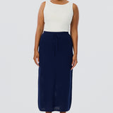 Crochet Straight Midi Skirt - Indigo Blue (Pre Order)