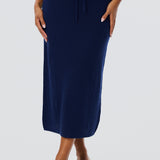 Crochet Straight Midi Skirt - Indigo Blue (Pre Order)