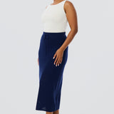 Crochet Straight Midi Skirt - Indigo Blue (Pre Order)