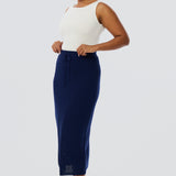 Crochet Straight Midi Skirt - Indigo Blue (Pre Order)