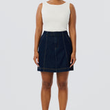 Denim Panelled Mini Skirt - Indigo (Pre Order)