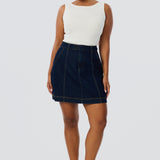 Denim Panelled Mini Skirt - Indigo (Pre Order)