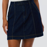 Denim Panelled Mini Skirt - Indigo (Pre Order)