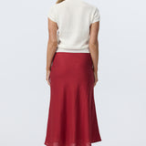 Slip A-Line Midi Skirt - Dark Cherry