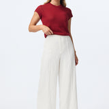 Tailored Pintuck Pants - White