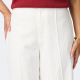 Tailored Pintuck Pants - White