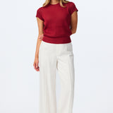 Knit Cap Sleeve Top - Dark Cherry