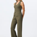 Textured Knit Vest - Khaki