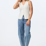 Textured Knit Vest - White