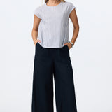 Cap Sleeve Top - White/Navy Stripe