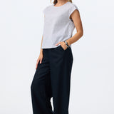 Cap Sleeve Top - White/Navy Stripe
