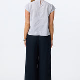 Cap Sleeve Top - White/Navy Stripe