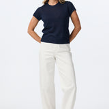 Knit Cap Sleeve Top - Navy