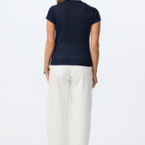 Knit Cap Sleeve Top - Navy