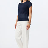 Knit Cap Sleeve Top - Navy