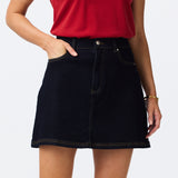 Denim A-Line Mini Skirt - Indigo
