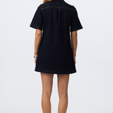 Denim Short Sleeve Mini Dress - Indigo