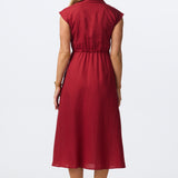 Cap Sleeve Knot Shirt Dress - Dark Cherry