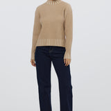 Ribbed Knit Jumper - Camel/Ecru