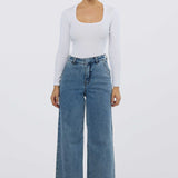 Signature Wide Leg Jeans - Mid Blue Wash