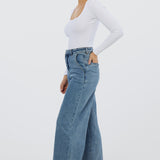 Signature Wide Leg Jeans - Mid Blue Wash