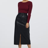 Vegan Leather Skirt - Black