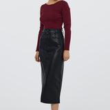 Vegan Leather Skirt - Black