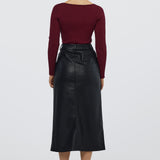 Vegan Leather Skirt - Black