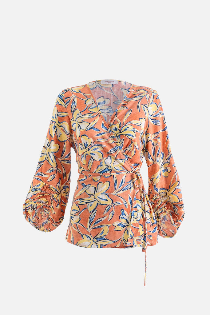 Wrap and Tie Blouse - Hibiscus Floral – Serafina