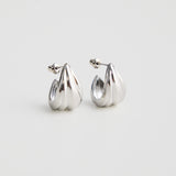 Rippled Drop Earring - Silver