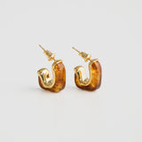 Marbled Resin Drop Earring - Caramel